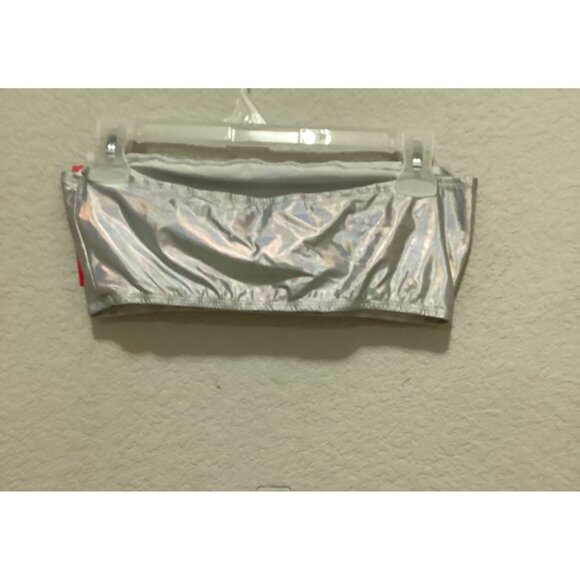 Silver Metallic Strapless Bandeau Top Shein Icon Size S - Picture 4 of 5